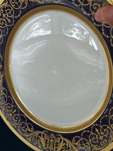 ROSENTHAL SELB BAVARIA SET 12 COBALT BLUE GOLD ENCRUSTED DINNER PLATES STUNNING! - Picture 11 of 19