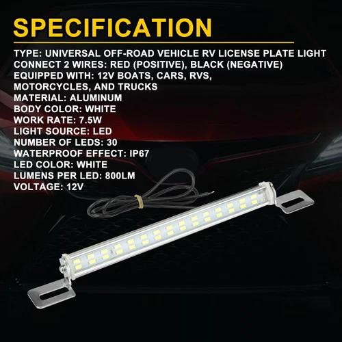Universal License Plate LED Back Up Light Car SUV Truck RV 6000K Super White 12V - Picture 4 of 8