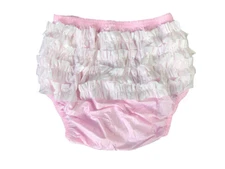 New Soft Adult   PVC frilly pull-on Plastic Pants #P003-15
