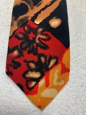 OAKTREE MENS TIE BLACK ORANGE BROWN RED 3.5 X 56
