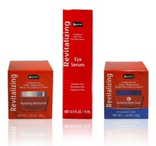 SET of 3, b-pure Revitalizing Hydrating Moisturizer, Night Cream, Eye Serum