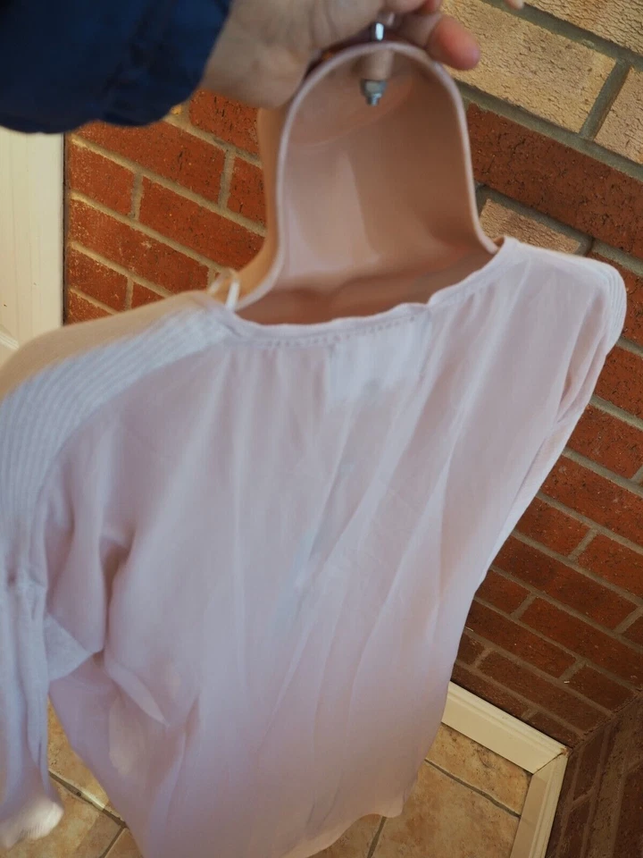 FENN WRIGHT MANSON PASTEL PINK KNIT LONG SLEEVE SHIFT JUMPER TOP BLOUSE SHIRT S - Image 2 of 4