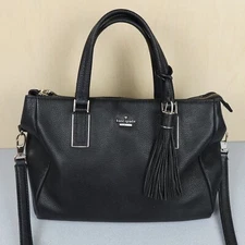 Kate Spade New York Naomi Satchel Shoulder Bag Purse Black Leather Tassel Casual