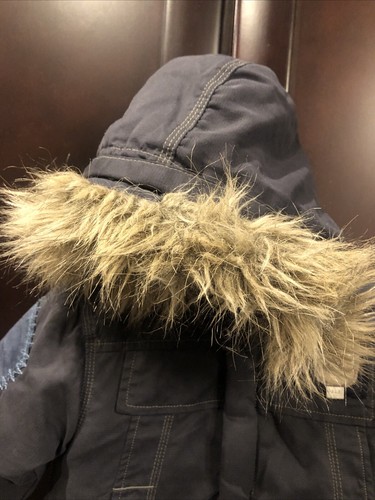 IKKS Boys Blue Winter Coat With Hood Unique Patch Work & Embroidery Size 18mo - Picture 8 of 10