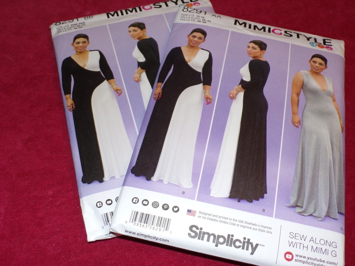 SIMPLICITY #8291-LADIES LOW CUT ANKLE LENGTH EVENING DRESS PATTERN 10-28W FF SIMPLICITY #8291-LADIES LOW CUT ANKLE LENGTH EVENING DRESS PATTERN 10-28W FF