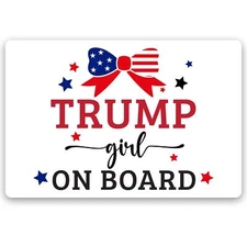 Magnet Me Up Trump Girl On Board Car Magnet Decal, 4x6 Inches Red, Ribbon