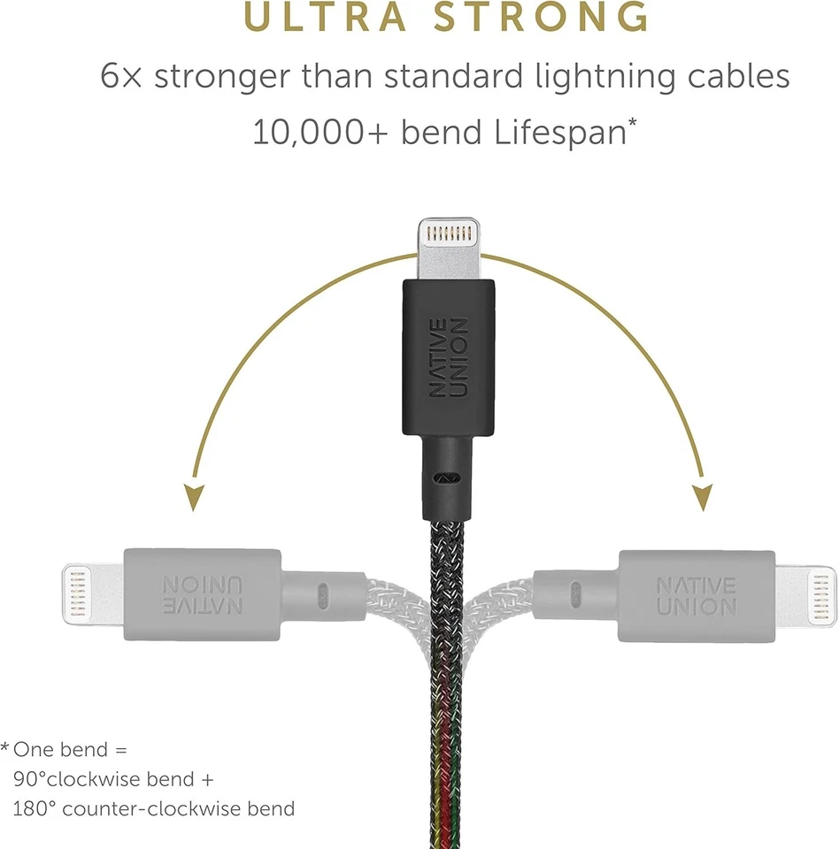 Native Union Belt Cable XL 10ft USB-A to Lightning [MFI certified] Ultra Strong - Image 4 of 4