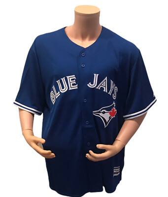 Majestic Cool Base MLB Toranto Blue Jays Button Down Stitched Jersey Blue 2XL