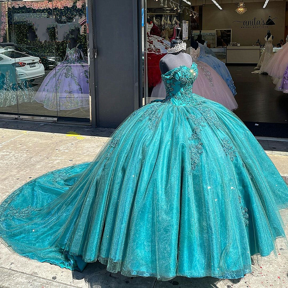 Skirt Ball Gown Turquoise And Pink Wedding Dress Green