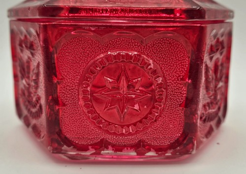 Tiara Glass Dusty Rose Candy Dish w/Lid American Eagle And Stars - Picture 11 of 19