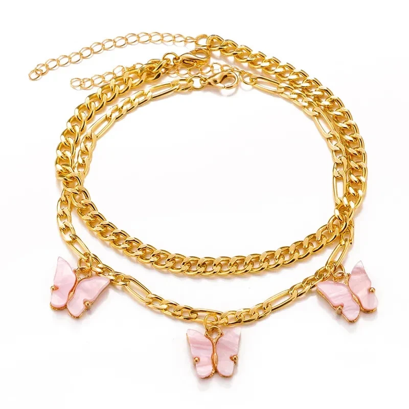 Fußkettchen Schmetterling, Herz Und Taube Damen Gold Silber Fußkette Fußschmuck - Bild 3 von 4