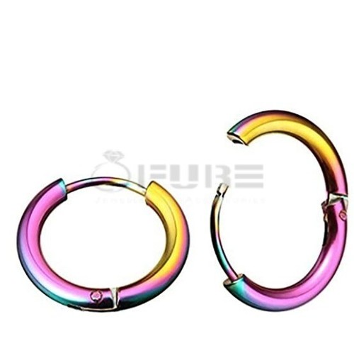 Stainless Steel Rainbow Cartilage Helix Hoop Ring Sleeper Stud Earrings 8-20MM - Picture 29 of 46