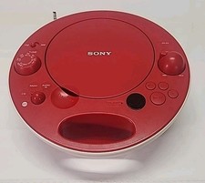 Sony ZS-E5 Red Portable CD Player AM/FM Radio AUX Input Stereo Portable Boombox.