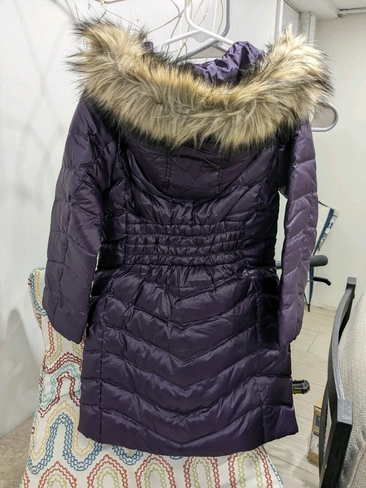 Lands End Girls Size S (4) Long Down Puffer Coat, Plum Purple Color - Image 2 of 4