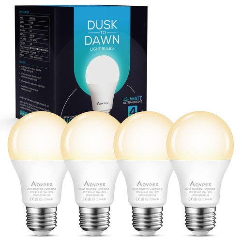 Dusk to Dawn LED Outdoor Light Bulbs, 13W 1100LM(100W Equivalent), A19 Sensor...
