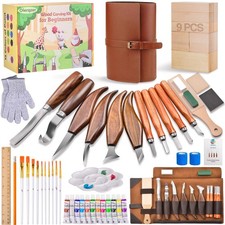 Deluxe Wood Carving Kit56 PCS Wood Carving Tools Set with PU Leather Storage ...