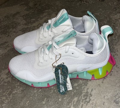 Reebok Zig Dynamica Women s Running Shoes Size 11 White Teal Pink Sneakers