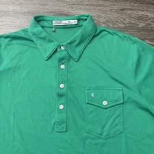 Criquet Polo Shirt Size XL Green Cotton Short Sleeve Button Pocket Mens