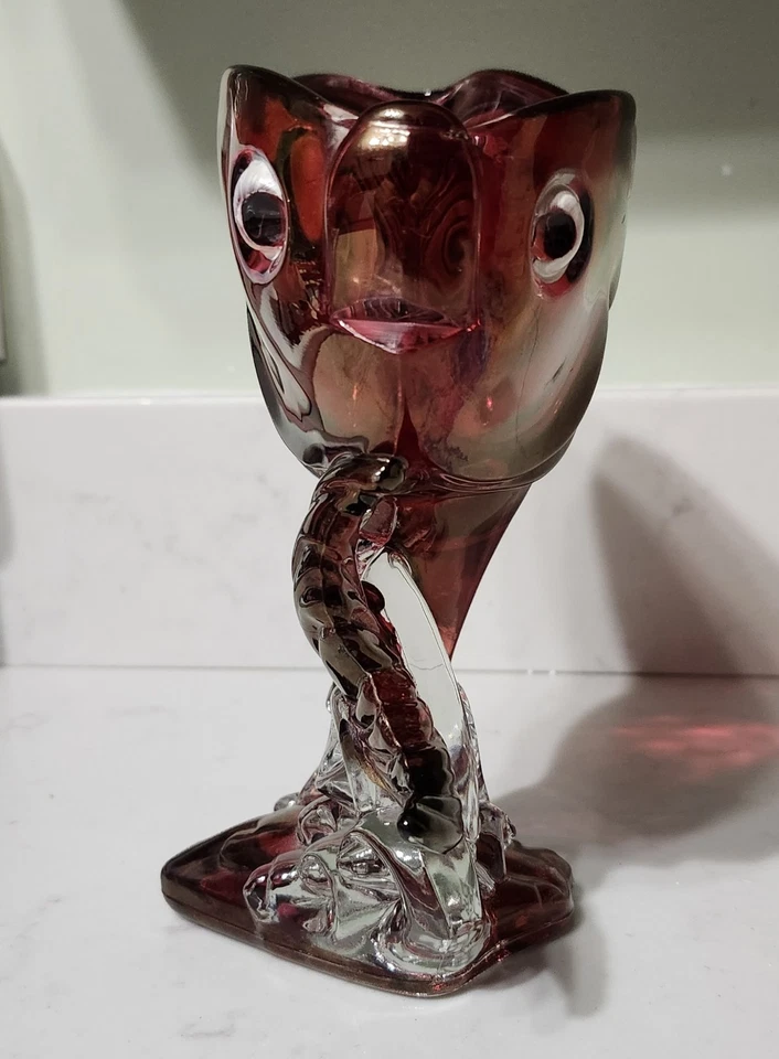 Antique Ruby Stained Heisey Tropical Fish Vase - Image 3 of 4