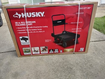 Husky 38 in All-Terrain Folding Cart Heavy-Duty Steel, UV Coating, 800 lb Black