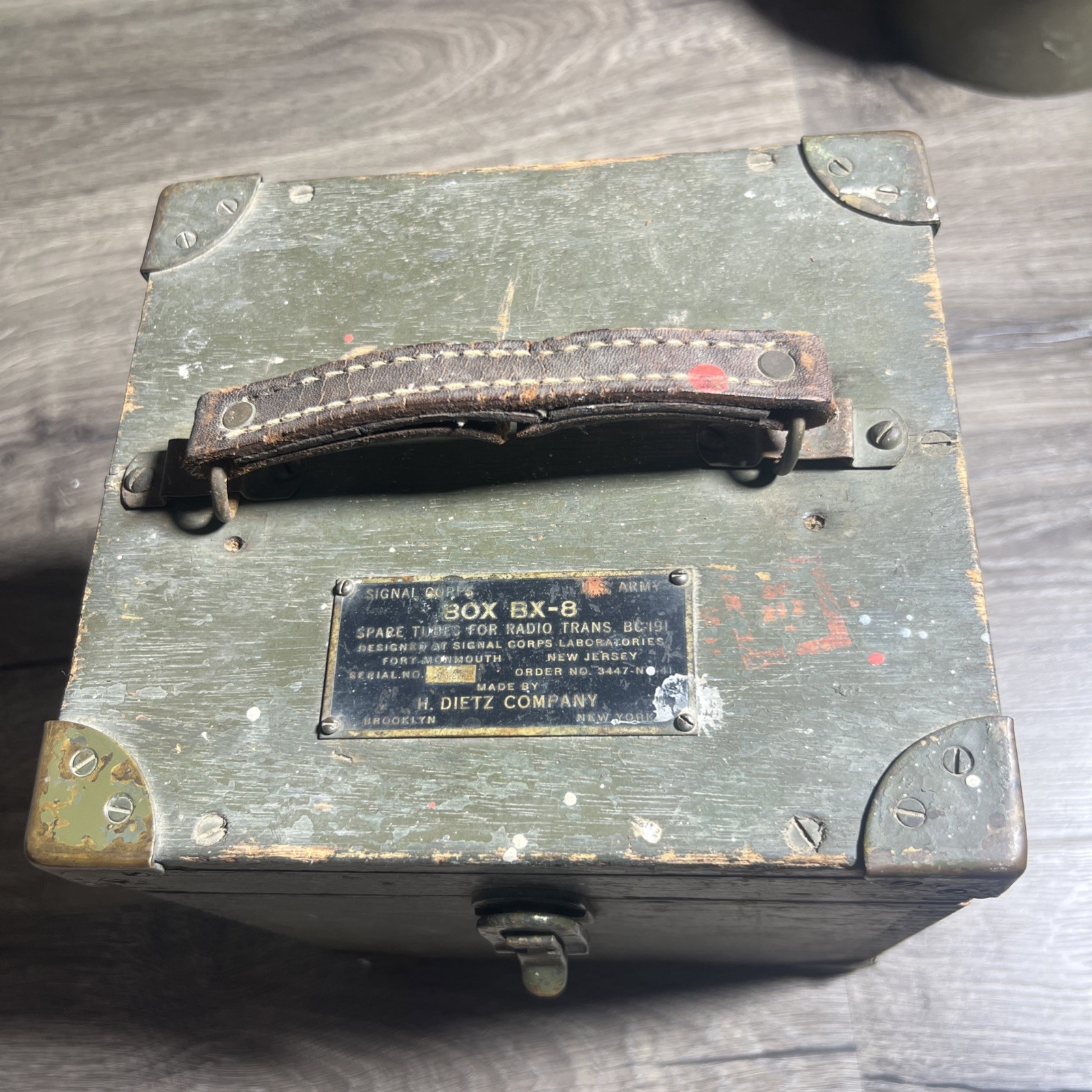 Vintage US Army Signal Corps BX-8, H Dietz Company, Spare tubes Radio Bc-191 