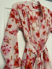 Oscar De La Renta Pink Label Floral Polka Dot Wrap Robe XS Pristine