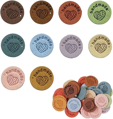 Bangbobi Handmade Label Kunstlederetiketten zum Annähen 50 Stück für Strick Nähp