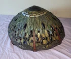 VINTAGE LARGE 16” DRAGONFLY TIFFANY STYLE STAINED GLASS SWAG LAMP