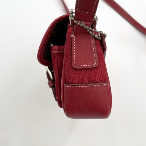 Coach Shoulder Bag Good Condition 6844 Red Canvas Signature Ladies Crossbody bag - Picture 5 of 12