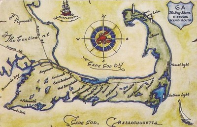 Cape Cod, MASSACHUSETTS - Travel Route 6A - MAP - 1961