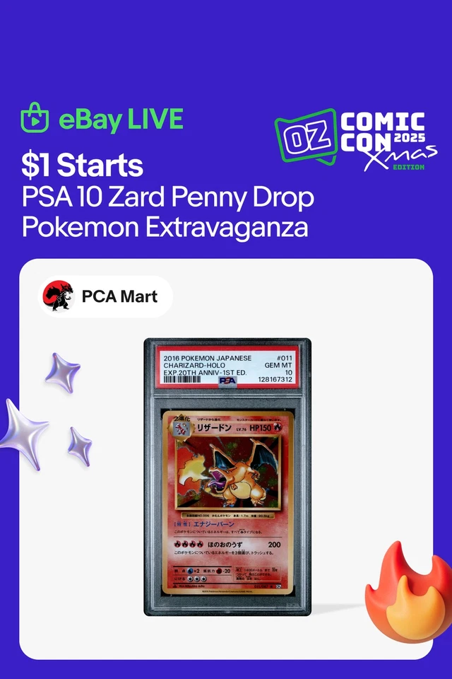 $1 Starts, PSA 10 Zard Penny Drop Pokemon Extravaganza