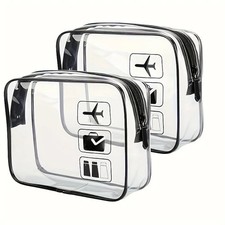 TSA Approved Clear Travel Toiletry Bag Wih Zippers Carry-On Travel Accessories