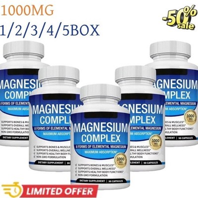 1~5x Magnesium 8 in 1 Complex 1000mg & Blood Sugar Blend Supplement Combo 90Caps