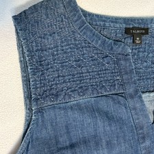 Talbots Denim Shift Dress Sleeveless Women 10 Embroidered Knee V Neck Beach