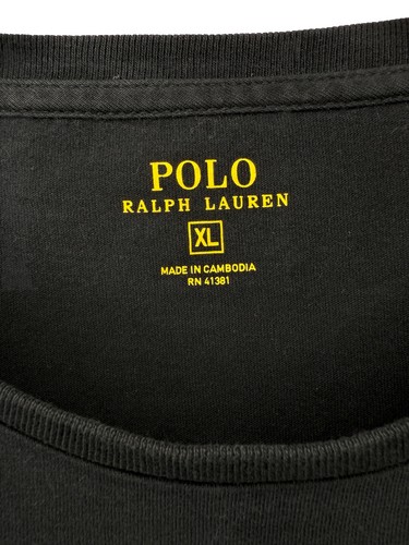 Polo Ralph Lauren Mens XL Black Short Sleeve Cotton Shirt Pocket Red Pony Logo - Picture 3 of 5