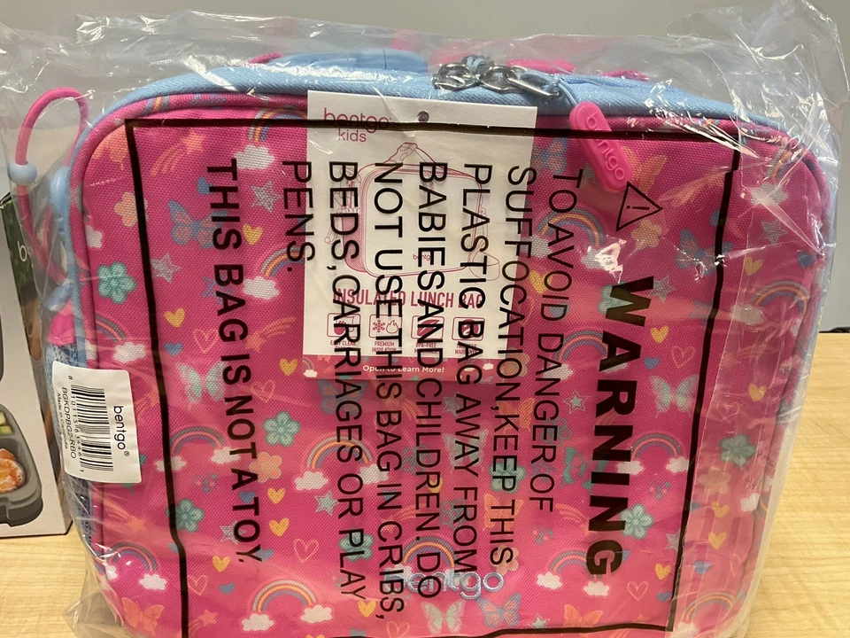 NOVA Lancheira Bentgo Fresca Cinza + Lancheira Isolada Infantil Arco-íris Borboletas - Imagem 4 de 4