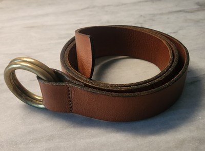 #ad Bonobos Belt M Beige Genuine Leather Double D Ring Made in England 1.25quot; $35.00