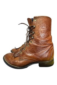 Vintage Laredo Kiltie Ankle Mens Lace Up Boots Size 7 D Biltrite Work Cowboy Vintage Laredo Brown Leather Lace Up Roper Boots Western  main image 2
