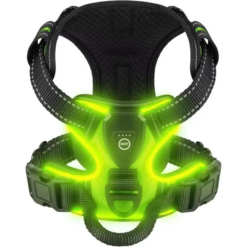Harnais lumineux LED pour chien pour éviter les dangers de la marche la nuit gilet réglable noir