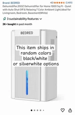 Dehumidifier,95OZ Dehumidifier for Home 1000 Sq.Ft - Quiet with Auto Shut Of