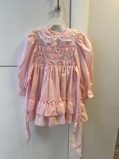 Polly Flinders Vintage Dress Smocked Pink Flower Design Size 4T