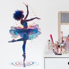 Black Ballet Girl Wall Decals Removable Dancing Ballerina Vinyl Stickers for ...