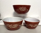 Vintage Pyrex Autumn Harvest Wheat Nesting Mixing Bowls Set of 3,  401-402-403