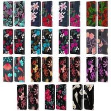 OFFICIAL HAROULITA GORGEOUS DARK FLOWERS LEATHER BOOK CASE FOR SAMSUNG PHONES 1