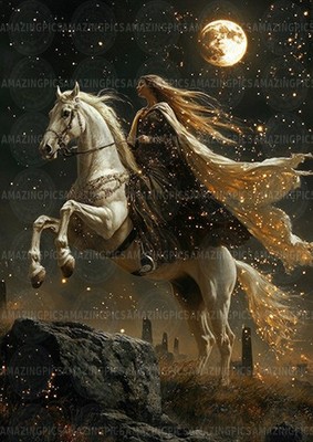 Epona Keltische Pferd Göttin Kunstdruck Schutz Reise Heidnische Mythologie AH53