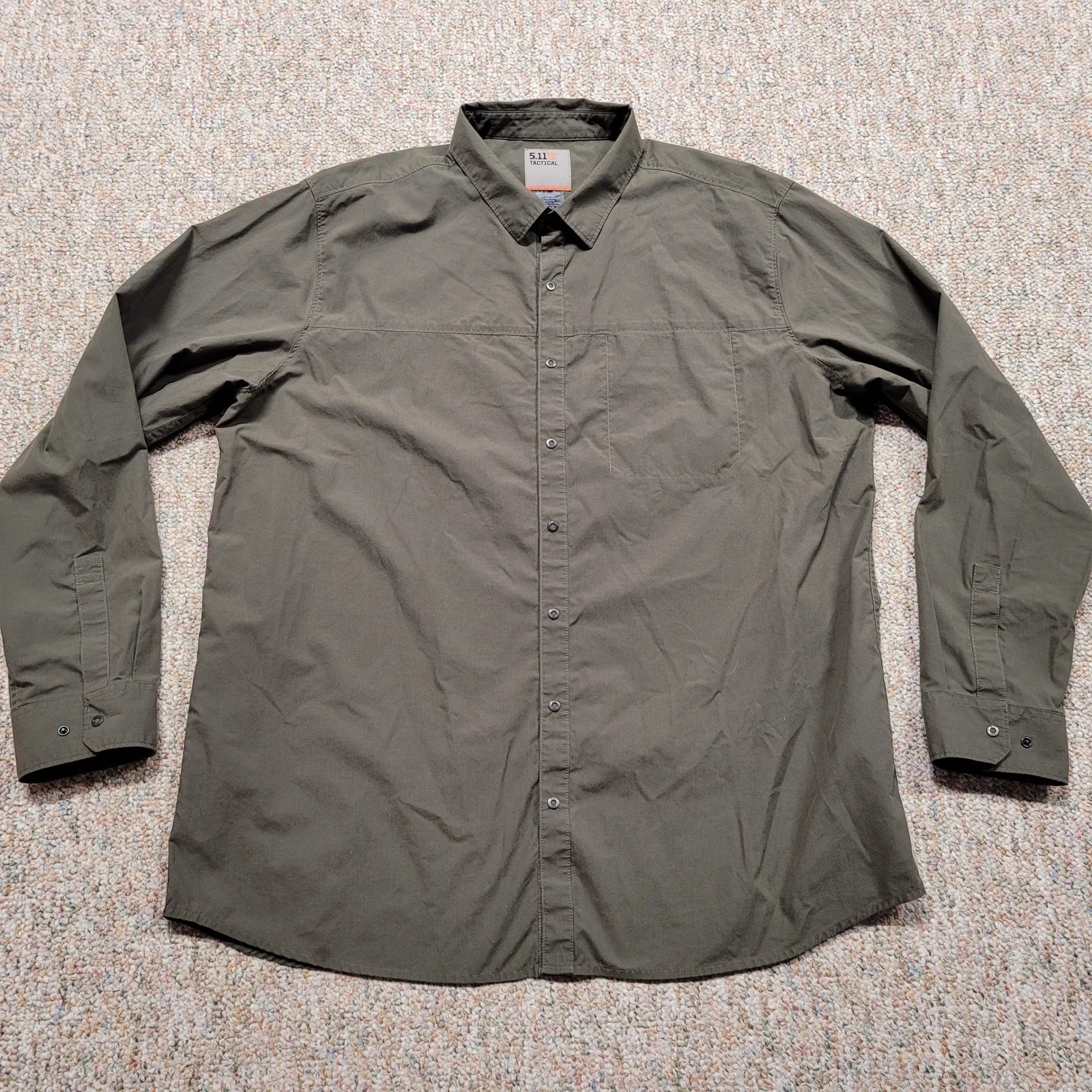 5.11 Tactical Taclite Pro Shirt Mens 2XL Green Long Sleeve Button Down Utility