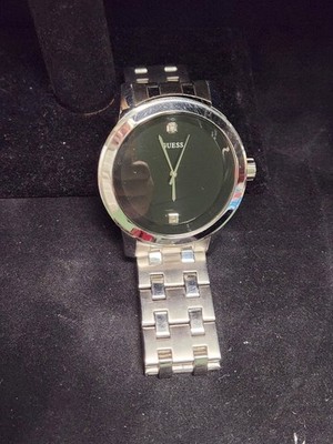 Guess Diamond Accent Black Dial Silver Tone Watch U11576G1  display picture 1