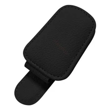 Black Sunglasses Glasses Card Ticket Magnetic Clip Car Sun Visor Leather Holder