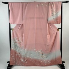 JAPANESE KIMONO HOMONGI PINK 166.5cm 5 ft 6 in PURE SILK BB7861