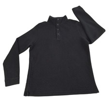 Rhone Gramercy Pullover Mens Medium Black Quilted 1/4 Snap Sweater Soft